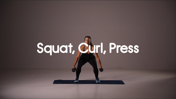 How to do a Squat Curl Press HIIT Full Body Exercise Group HIIT